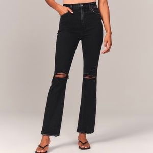 Abercrombie the ankle straight ultra high rise, ripped black